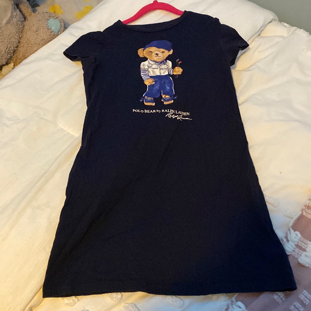 Polo Ralph Lauren teddy bear teeshirt dress. Size 8-10
